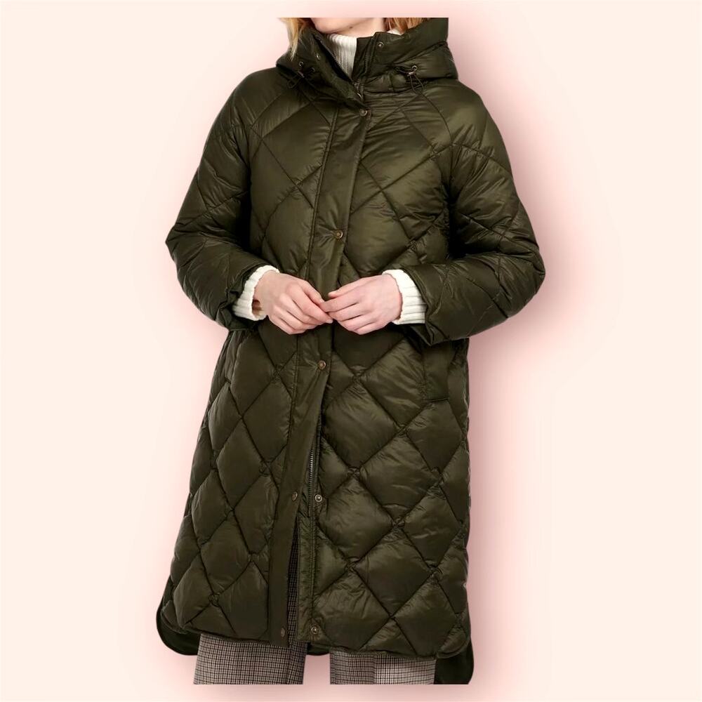 Barbour Sandyford Quilted Longline Coat  Warm Sage Green NWT Size 4*